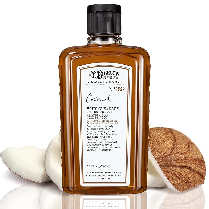 C.O. Bigelow Coconut Body Wash, Village Perfumer Moisturizing Body Wash with Aloe Vera, 10 Fl Oz