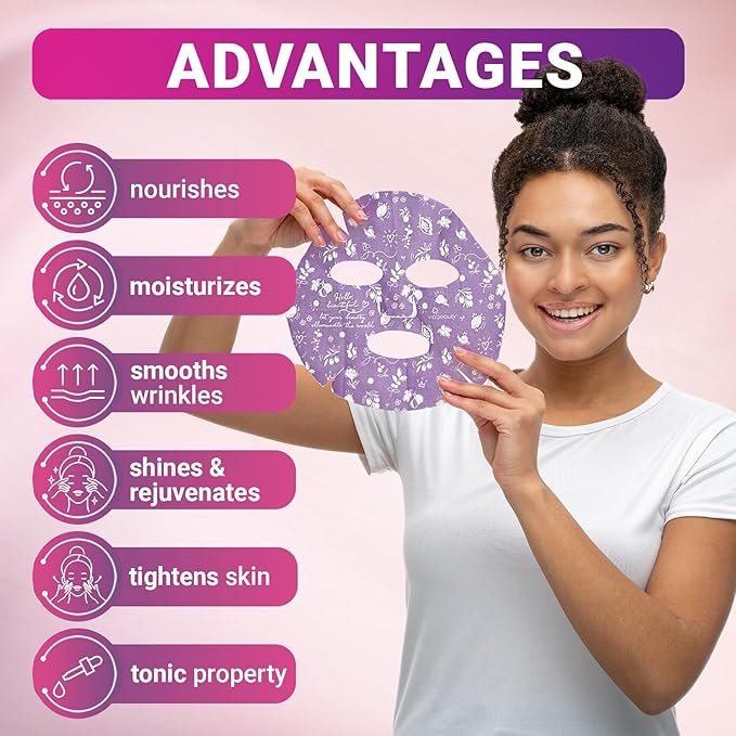VIABEAUTY 6 Pack of Sheet Face Masks Skincare - Collagen Face Mask Sheets with Hyaluronic Acid, Vitamin C, Snail Mucin - Facial Sheet Mask for Hydrating, Moisturizing, Rejuvenating