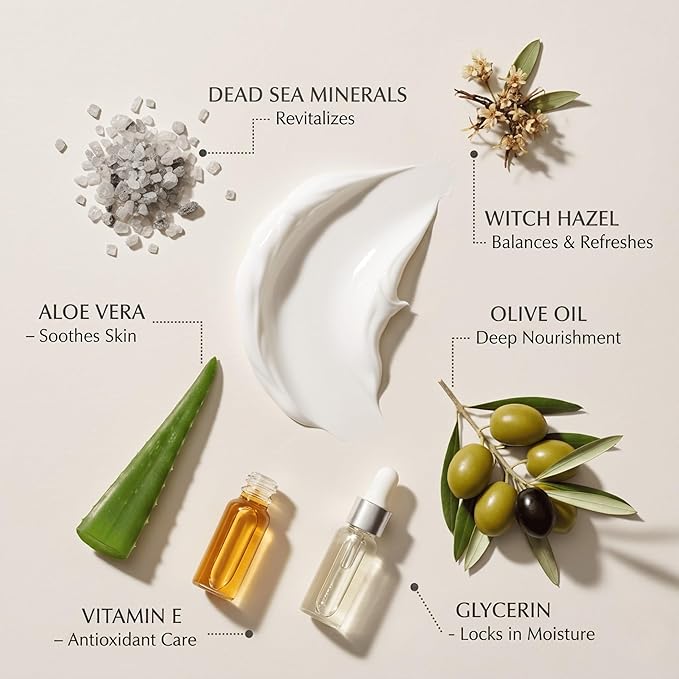 Jericho Cosmetics Hand Cream – Moisturizing & Nourishing with Aloe, Olive Oil & Dead Sea Salts – Hydrating Formula with Witch Hazel & Vitamin E – Non-Greasy, 3.4 oz - 2 Pack