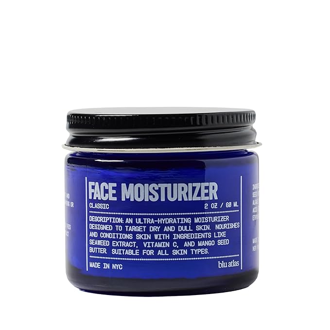 Blu Atlas Hydrating Face Moisturizer for Men with Vitamin C – Ultra-Moisturizing Anti-Aging Facial Lotion Helps Reduce Fine Lines & Wrinkles and Brighten Skin – For All Skin Types – Classic, 2 oz