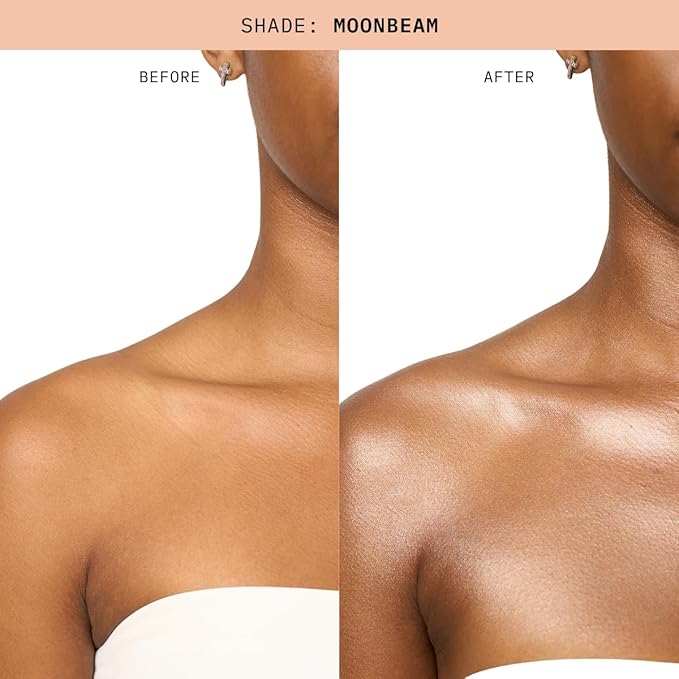Kara Beauty STARBEAM Illuminating Body Gel with Argan Oil, Lightweight Non Sticky Body Shimmer and Glitter Gel for Radiant Glow, Buildable Makeup for Festivals Raves Beach and Pool Moonbeam