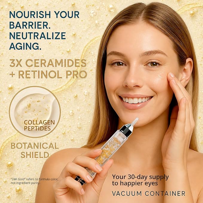 GONIM Eye Gel with Caffeine & Niacinamide, Hydrating Under Eye Gel Serum with Collagen Peptides & Retinol for Fine Lines, Dark Circles and Puffiness, Reduce Wrinkles, Hydrating Gel Base, 0.34oz/10ml