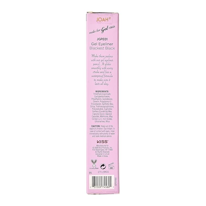 JOAH Smooth Gel Eyeliner Pencil 0.02 oz – Waterproof, Smudge-Proof Long-Lasting Eye Liner with Built-in Sharpener, Silky Glide Gel Formula for Precise Lines & Bold Definition. Enriched with Biotin