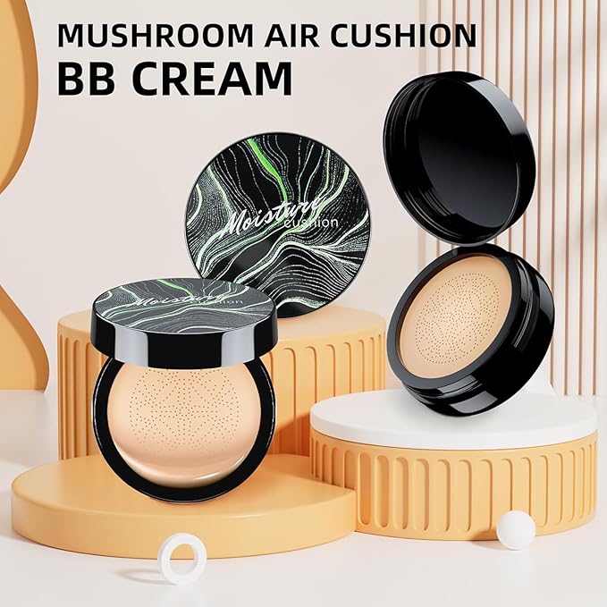 Mushroom Head Air Cushion CC Cream - Tattoo Cover up BB Cream Foundation Makeup Moisturizing Concealer Long-Lasting, Cushion Foundation Full Coverage Self Adjusting (Ivory)