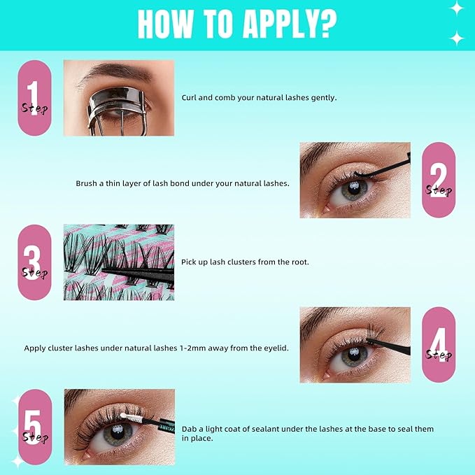 Lash Clusters Wispy 280PCS Eyelash Extension 30D Cluster Lashes Individual Lashes DIY Lash Extension Natural Look Cluster Eyelash Extensions Soft False Eyelashes at Home for Beginners(12mm)
