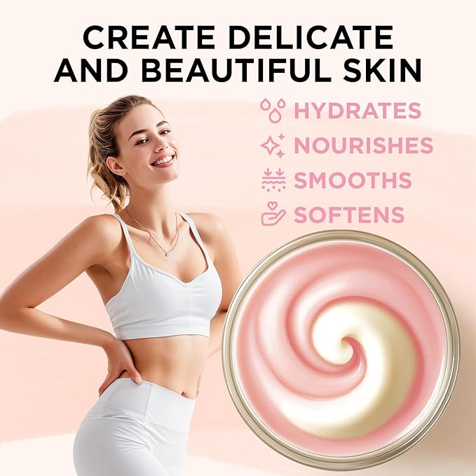 Peach Whipped Shea Body Butter, Natural Whipped Shea Butter for Women Dry Skin, Peach Scented Body Care, Gentle Hydration with Long Lasting Moisture 6.8 floz