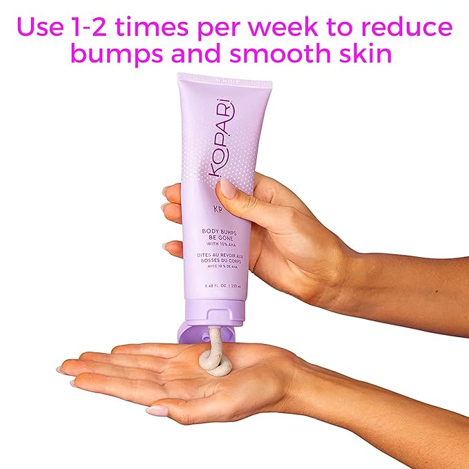 Kopari KP Scrub Full Size and Travel Size Set | Body Bumps Be Gone Scrub with 10% AHA, to Smooth Skin, Reduce Bumps, Decongest Pores, Clarifying, Gently Exfoliate & Wash | 8.45 fl oz and 2 fl oz