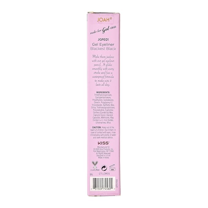 JOAH Smooth Gel Eyeliner Pencil 0.02 oz – Waterproof, Smudge-Proof Long-Lasting Eye Liner with Built-in Sharpener, Silky Glide Gel Formula for Precise Lines & Bold Definition. Enriched with Biotin