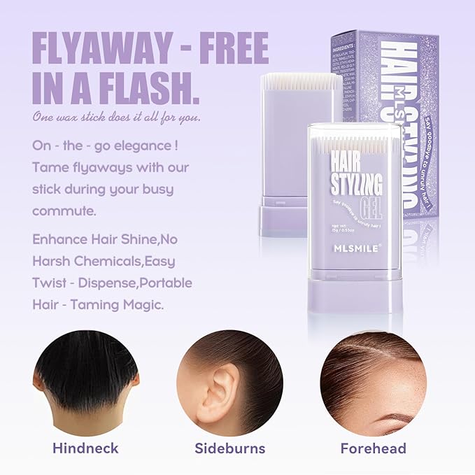 2pcsHair Styling gel for Women Baby Hair Wax Stick with Built-in Comb Wax Stick for Hair Slick Stick Hair Care Styling Waxes for Fly Away & Edge Frizz Hair Refreshing Non-Greasy