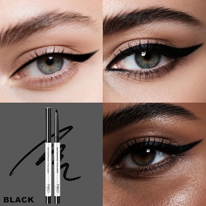 HECI BEAUTY Sharpenable Gel Eyeliner Pencil, Multi-Use Longwear Eyeliner Pencil, Ultra-Smooth Tip Eye Makeup with Up to 24HR Wear, Waterproof & Smudge-Proof -Black
