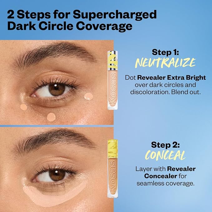 Kosas Revealer Extra Bright Color Corrector – Full Coverage Under Eye Corrector for Dark Circles, Illusion