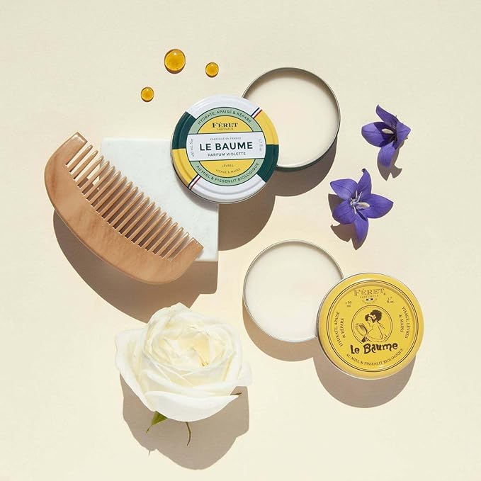 Feret Parfumeur Le Baume Multi-Purpose Balm – Rose Poudré – Deeply Hydrating Moisturizer for Dry Cracked Skin, Lips & Cuticles - Natural Lip Balm with Shea Butter & Honey – 50ml/1.7 Ounce