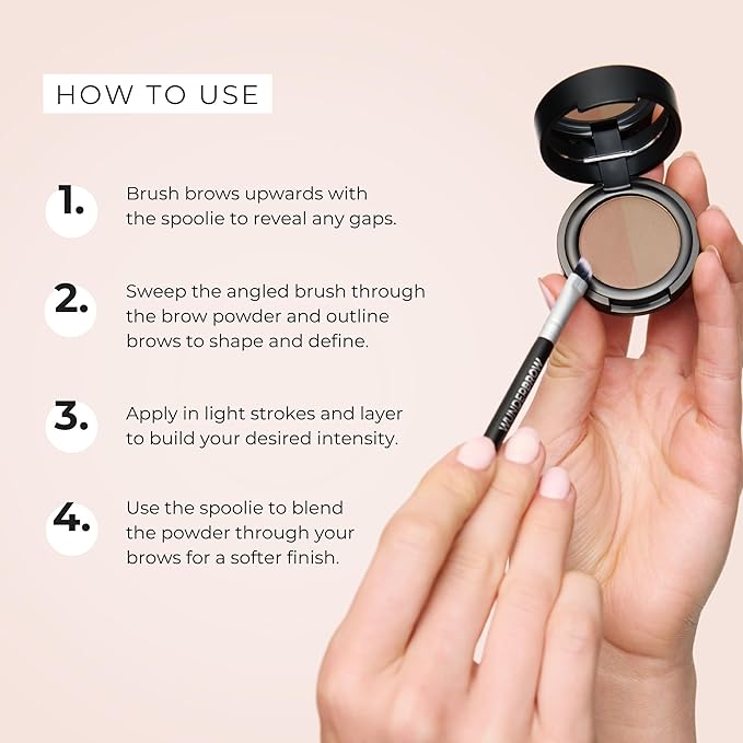 Soft Brow Define & Fill Powder Duo, Includes Dual ended Brush, Vegan and Cruelty Free (Blonde)