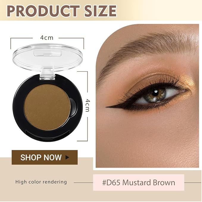 Refillable Eyeshadow Palette - Matte/Glitter/Duo-Chrome Pressed Powder & Cream Formula, Neutral/Shimmer/Smokey Multichrome, Travel-Friendly Iron Pan Refills (Matte, D65)
