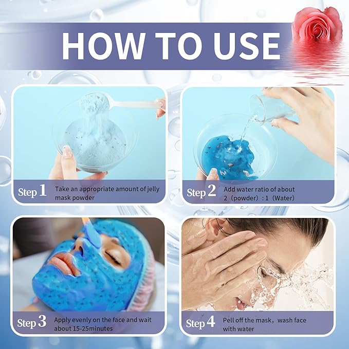 Hydro Jelly Masks for Women Home Spa,Hydrating & Moisturizing Peel-Off Rubber Gel Face Mask Skin Care,Professional Jelly Mask for All Skin Types 23 Fl Oz（Rose with Hyaluronic Acid）