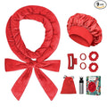 Gwabee Heatless Curls Overnight Hair Curlers to Sleep In, 9 PCS Velvet Heatless Hair Curler Overnight Curls for Women Long Medium Hair Volumes, Heatless Curling Waves Set with Sleep Bonnet - Red