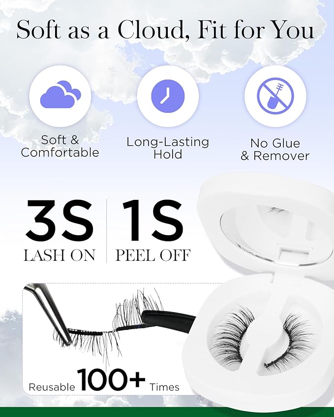 BEYELIAN Magnetic Eyelashes with Applicator Kit, Upgrade Soft Magnetic Lashes Reusable False Eyelashes Natural Look, No Glue Needed Eyelashes for Daily Work Magic-13(Lightweight & Comfortable)