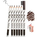 6PCS Eyebrow Pencils for Women,Wooden Hard-Core for Eyebrows & Eyeliner Dual-PurPose,Micro Black Eyebrows Pencil for Precision Filling,Long Lasting for Natural-Looking Brows with Sharpener,Dark Brown