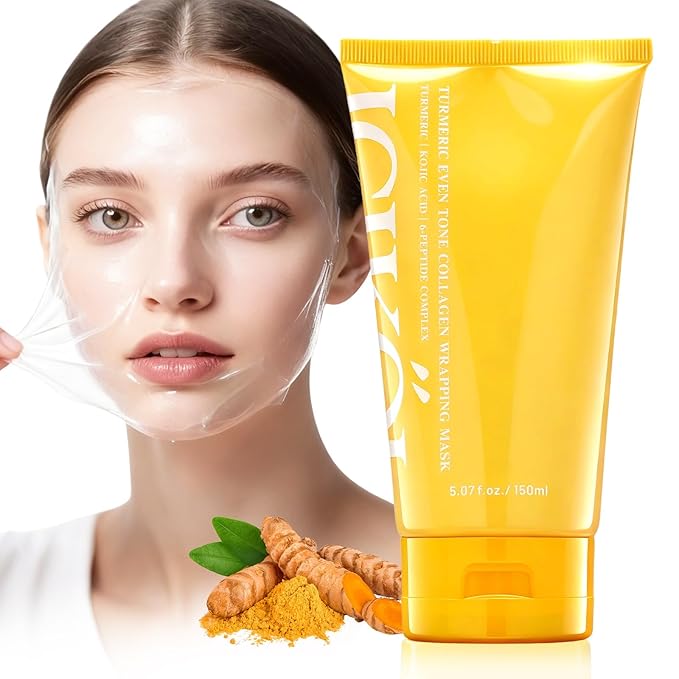 Turmeric Collagen Night Wrapping Mask 5.07 oz (2x Standard Size) – Overnight Peel-Off Face Mask with Kojic Acid & Vitamin C – Hydrating & Glow-Enhancing Korean Skincare for All Skin Types