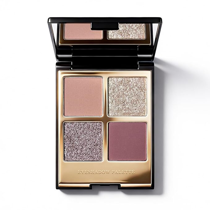 KYDA 4 Colors Purple Eyeshadow Palette, Dark Plum Glitter Eyeshadow, Shimmer Pearl Sparkling Smokey Purple Eyes Shadow, Ultra-fine Lightweight, High Pigment Eyes Glitter Makeup