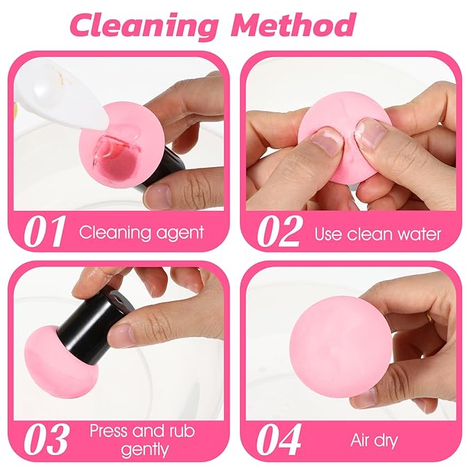 ElevateTech 6 Pcs Makeup Sponges with Handle Foundation Applicator Sponges Mushrooms-Shaped Makeup Sponge Puff Powder Cosmetic Puff Beauty Tool for Foundation Creams Powders, Dry & Wet Use