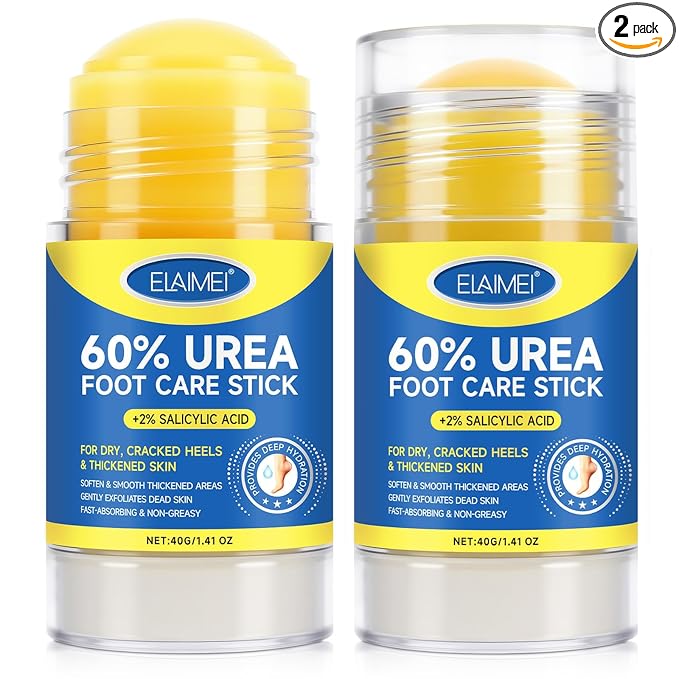 ZIXAOK Intensive Repair Foot Stick - 60% Urea & 2% Salicylic Acid for Dry Cracked Heels & Callus Removal, Fast Relief for Rough Skin on Feet, Elbows, Knees, 2-Pack