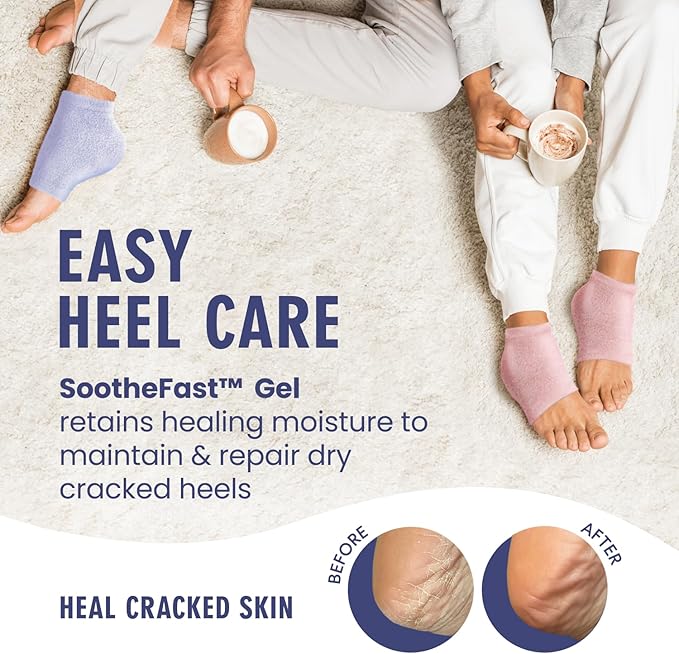 Dr. Frederick’s Original Moisturizing Fuzzy Heel Socks - Cozy Gel-Lined Socks for Dry Cracked Heels - 2 Pairs - Overnight Foot Care with Olive Oil, Vitamin E - Gifts for Women & Men - Lilac Leisure