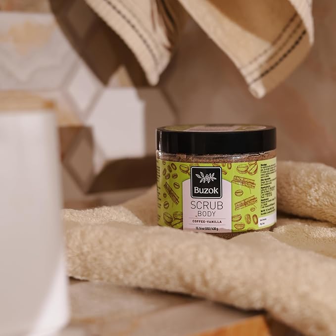 Coffee-Vanilla Body Scrub – Exfoliating Salt Scrub for Body Cleansing & Smoothing – Warm Coffee & Vanilla Scent – For Shower & Bath Use