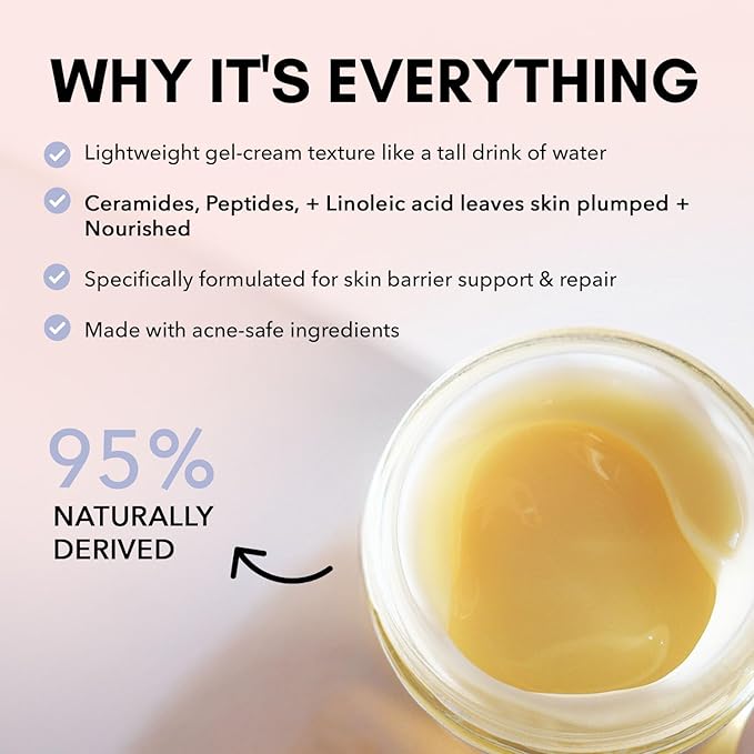 Clover Balancing Water Balm | Natural Gel-Cream Moisturizer for Sensitive Skin | Hydrates, Soothes & Smooths with Linoleic Acid, Ceramides & Peptides | Cruelty-Free & Vegan Face Cream - 2 oz (60 ml)