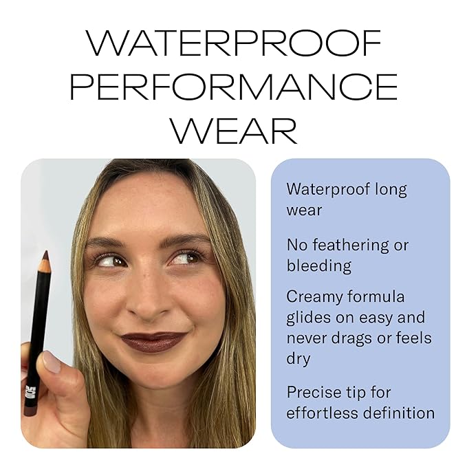 MOB Beauty Smooth Precision Waterproof Lip Liner, M147 Chocolate Port, 100% Natural Formula Long-Wearing Lip Pencil, Brown Lip Liner, Plastic-Free, Vegan, Cruelty Free