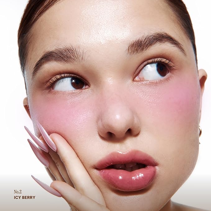 UNLEASHIA Dough Dough Waffle Blush Blush, Pressable Bouncy Jelly Texture, Cream-to-Powder Blush with Shimmer, Lightweight & Long-Lasting, Glowy Radiant Cheeks (No.2 Icy Berry)