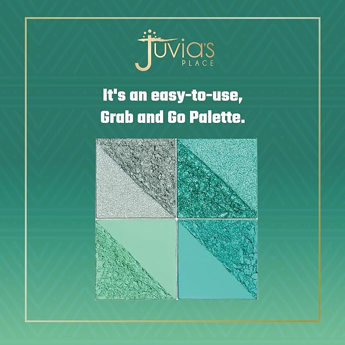 Juvia's Place Rebel Quad Mint Eyeshadow Palette - Shades of 4, Professional Eye Makeup, Pigmented Makeup Palette for Eye Color & Shine, Pressed Eyeshadow Cosmetics