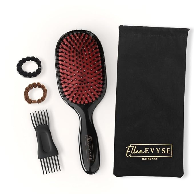 Boar Bristle Hair Brush, Nylon Pins and Soft Boar Bristles for Smoothing, Detangling, Reducing Breakage and Enhancing Shine, Hairbrush for Women,Men
