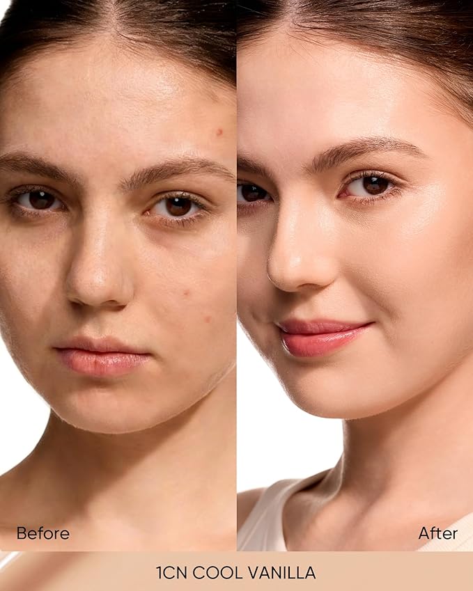SKINTIFIC Full Coverage Cushion Foundation #1CN Cool Vanilla| Satin Glow Finish, Oil-Control & Waterproof, Buildable Tattoo Cover Cushion for All Skin Types