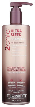 GIOVANNI 2chic Ultra-Sleek Shampoo - Brazilian Phyto-Keratin & Moroccan Argan Oil, Anti-Frizz Formula, Coconut, Shea Butter, Pro-Vitamin B5, Color Safe, Paraben Free - 24 oz