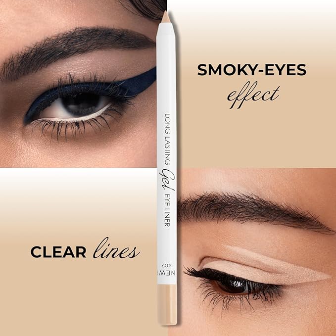 Lamel No Smudge Gel Eyeliner - Perfect Beige - Waterproof Eyeliner Pencil - 10-Hour Wear, Sharpenable, Contact Lens Friendly, Vegan - Creamy & Sweat Proof Pencil - Highly Pigmented - 407 Shade