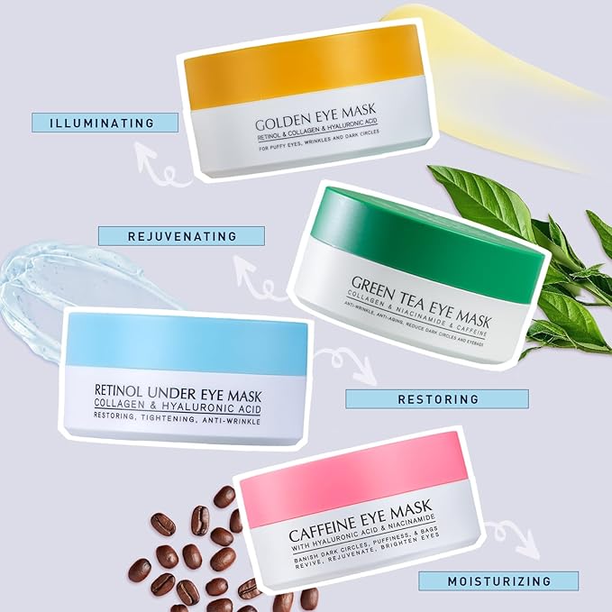 Enaskin Naturals Under Eye Patches for Dark Circles: 60 Pairs Retinol Collagen Eye Gels Mask - Reduce Wrinkles Puffy & Bags - Skin Treatment Pads - Anti Aging Moisturizer For Women (Blue 2 Pack)