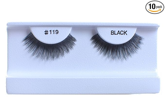 10 Pairs 100% Human Hair False Eyelashes Natural Black #119