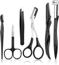 NAZQAT Eyebrow Grooming Kit for Women & Men for Eyebrow Trimming, Shaping, and Exfoliating - Includes Eyebrow Tweezers, Eyebrow Razor Tools, Eyebrow Scissors (Pack of 6)