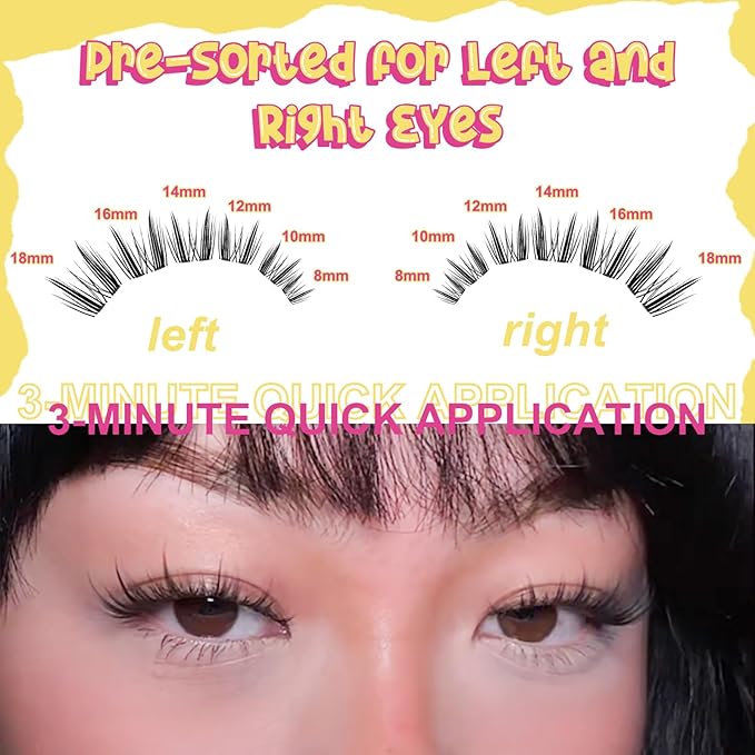 Fowendia Wispy Lash Clusters Freya 8-18mm Spike Eyelash Clusters D Curly DIY Lash Extension Spikes 0.03mm -Invisible Band Natural Individual Cluster Eyelashes