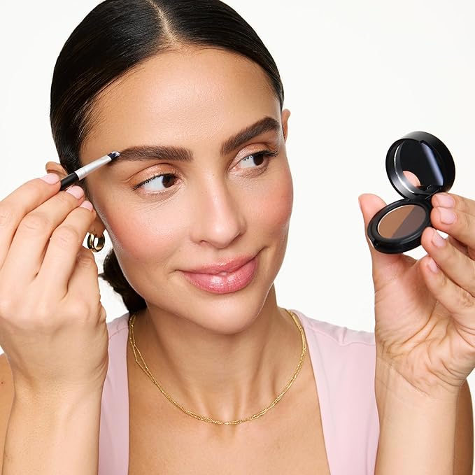Soft Brow Define & Fill Powder Duo, Includes Dual ended Brush, Vegan and Cruelty Free (Black/Brown)