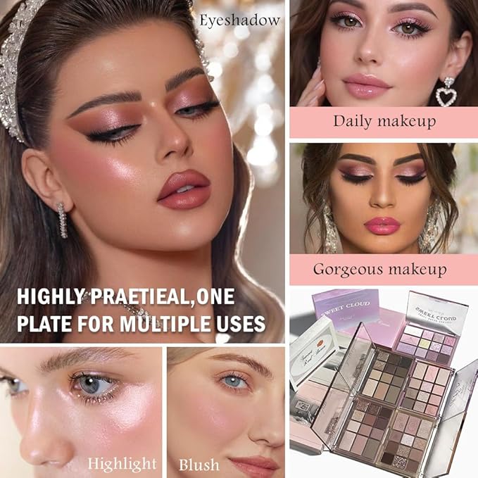 AMY'S DIARY Pink, Nude, and Shimmer Eyeshadow Palette Eye shadow Makeup,Rose Gold Eyeshadow Shimmer Glitter Eyeshadow Waterproof Pallete, Eye Make Up (12-02)