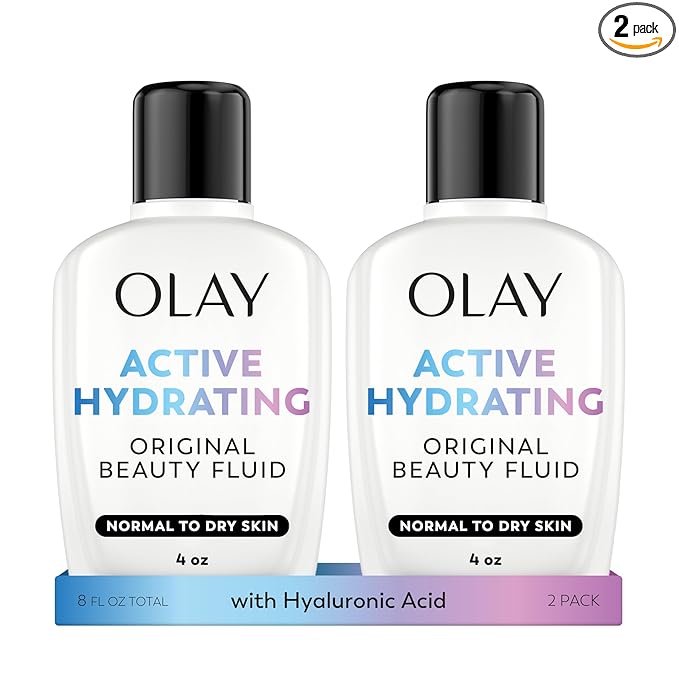 Olay Face Moisturizer, Active Hydrating Beauty Fluid Lotion, Original Facial Moisturizer, 4 Oz. (Pack of 2)