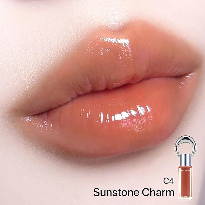 ENTROPY Makeup Glossy Lip Tint – Juicy Glow Line/Non-Sticky Hydrating Lip Gloss Tint, High Shine Finish, Buildable Sheer Color, Lip & Cheek Makeup - Sun Stone Charm (Soft Burnt Orange) | glossy lip tint, Non-sticky lip tint, Juicy glow lip gloss