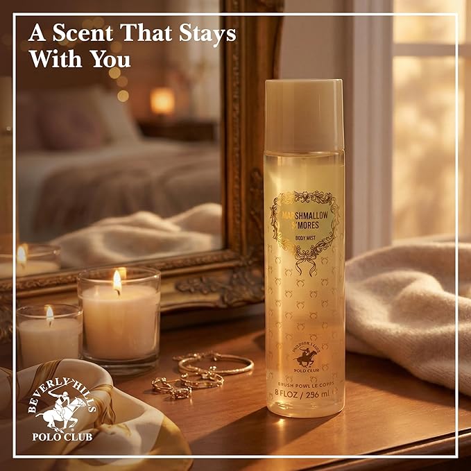 Beverly Hills Polo Club Marshmallow S'mores Body Mist for Women | Irresistible Gourmand Fragrance | Sweet Caramel & Vanilla | Long-Lasting 236ml