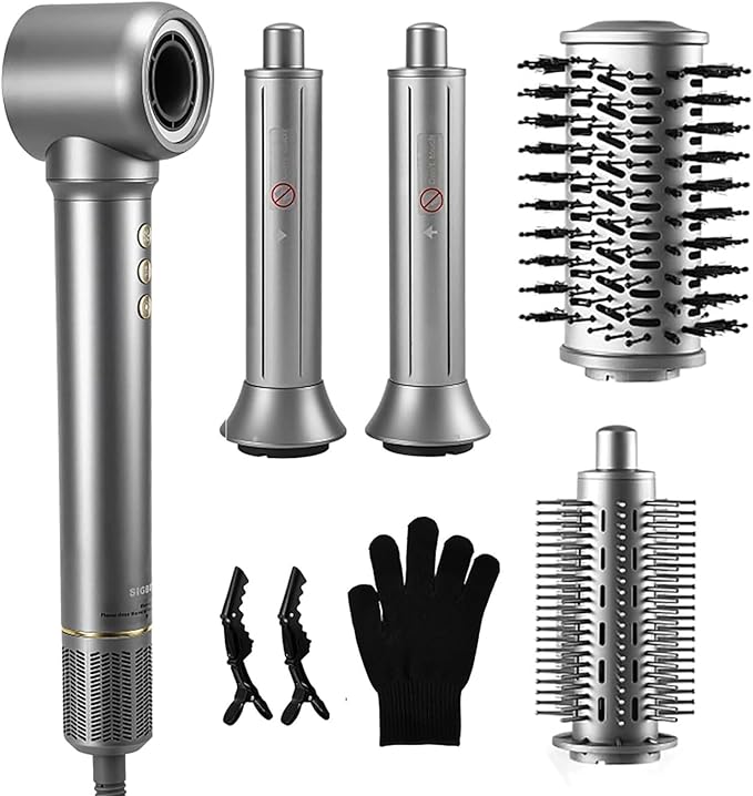 SIGBOT 5-in-1 Hair Dryer Styler | Professional Blow Volumizing Brush | 300M Negative Ions Frizz-Free | Powerful Motor | Complete Hair Styling Tool Kit with Curling, Straightening, Drying (ZCY892-B)