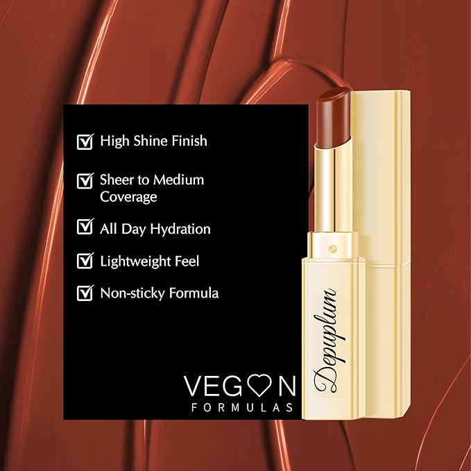 Depuplum Brown Lipstick for Women Moisture Lip Gloss Tinted Lip Balm Sheer Lipsticks for Mother's Day Nourishing Hydrate Glossy Lipstick for Dry Lips,DM94 Caramel