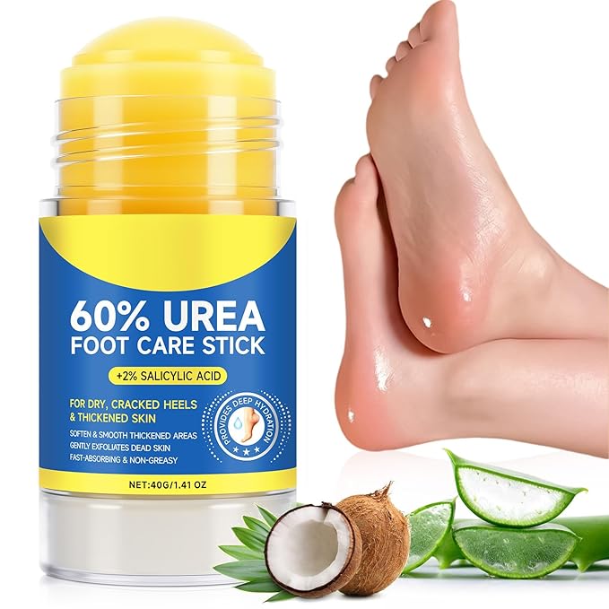 60% Urea plus 2% Salicylic Acid Foot Care Stick, Deep Hydration Soften & Smooth Thickened Areas, Intensive Moisturizer Repairs for Dry, Cracked Heels & Thickened Skin (1.41 Ounce, UREA)