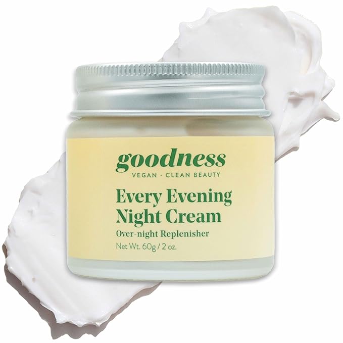 goodness Every Evening Night Cream for Face – Deep Hydration Moisturizer with Ceramides & Hyaluronic Acid – Rich Overnight Face Cream for Dry, Normal & Mature Skin