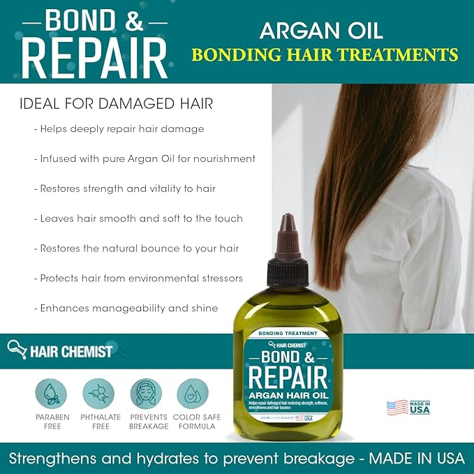 Hair Chemist Bond & Repair Argan Oil - Bonding Treatment for Damaged Hair, 7.1 Ounces